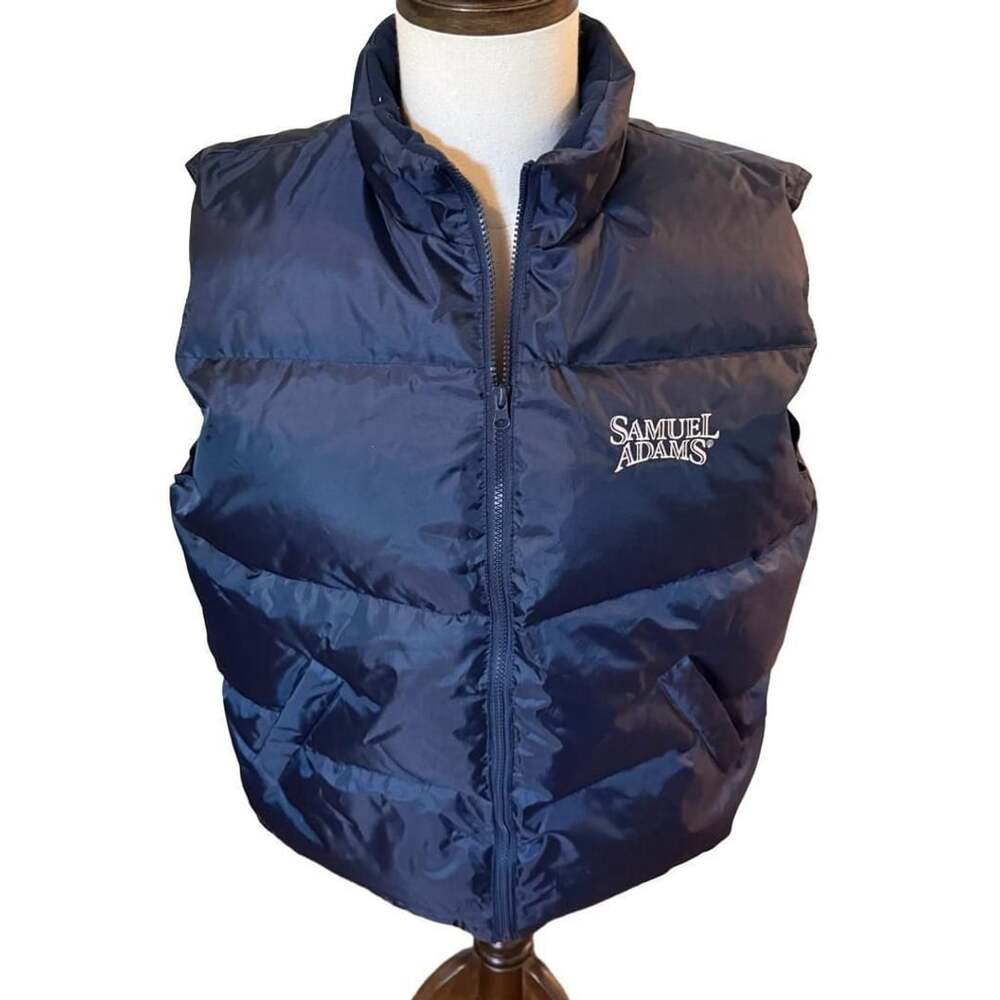 Top of the Line Samuel Adams Puffer Vest Size L Blue Full Zip
